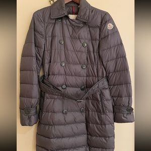 Moncler Gray Light Puffer Jacket Knee Length Size 1 small